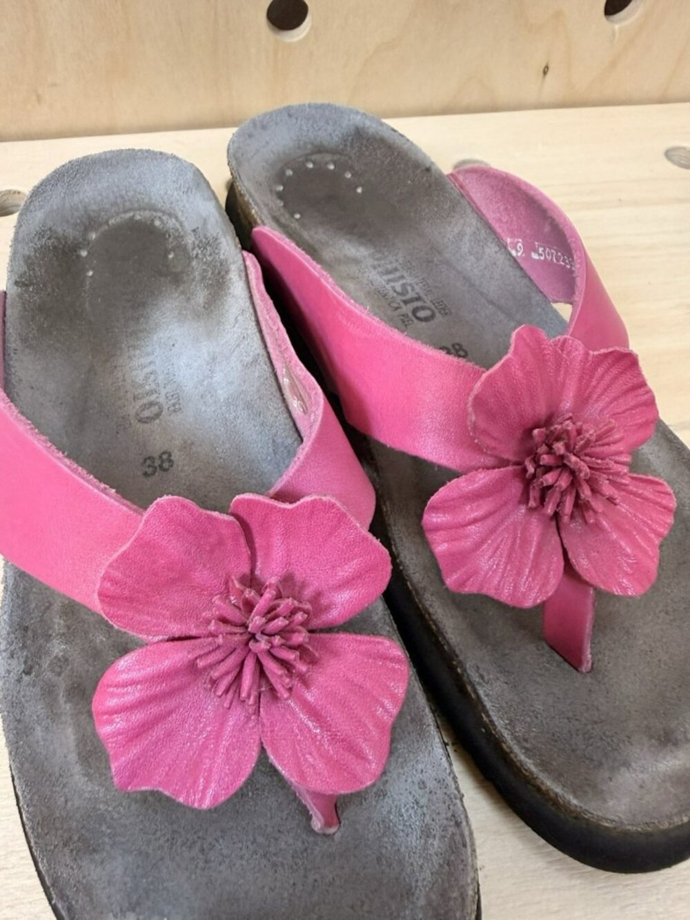 Mephisto Violette Womens Pink Flower Leather Flip Flop Thong Sandal EU 38 US 7.5 - Picture 6 of 12